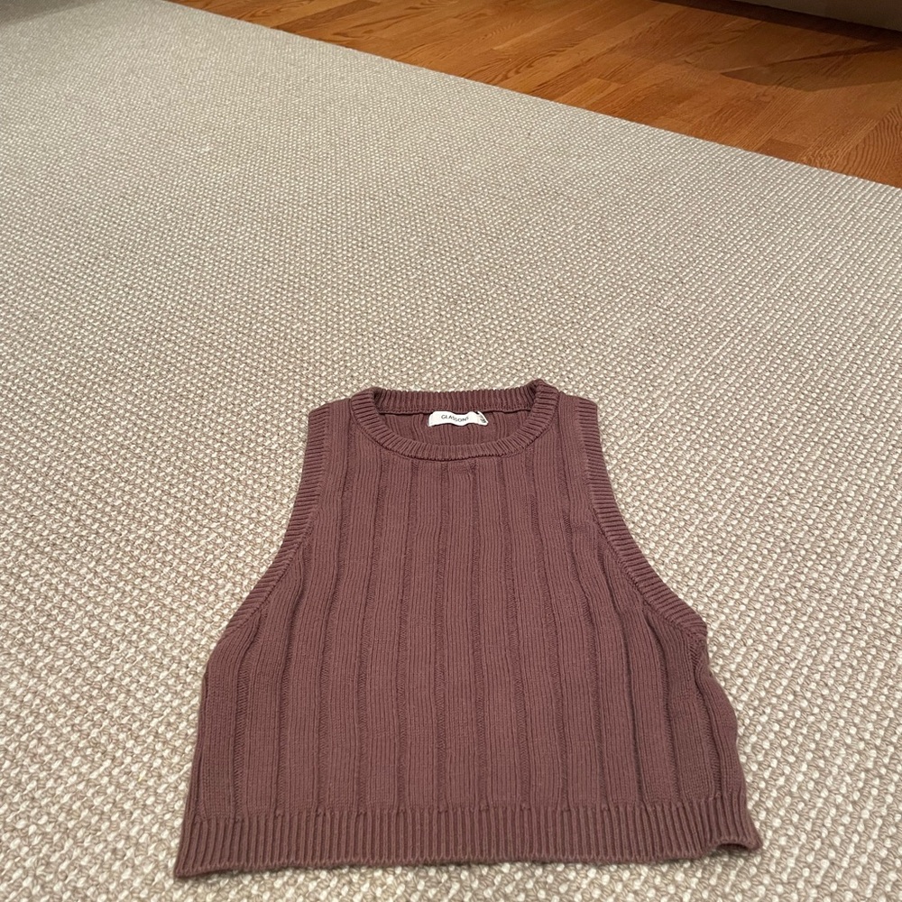 CUTE Glassons Sweater Tank, Sweater Vest | Chunky Knit Brown Sweater Top
